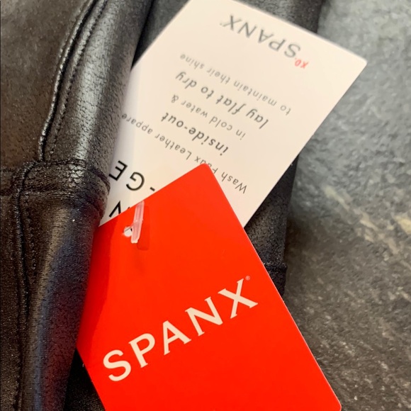 Spanx Black Faux Leather Leggings NWT Large - Picture 3 of 8